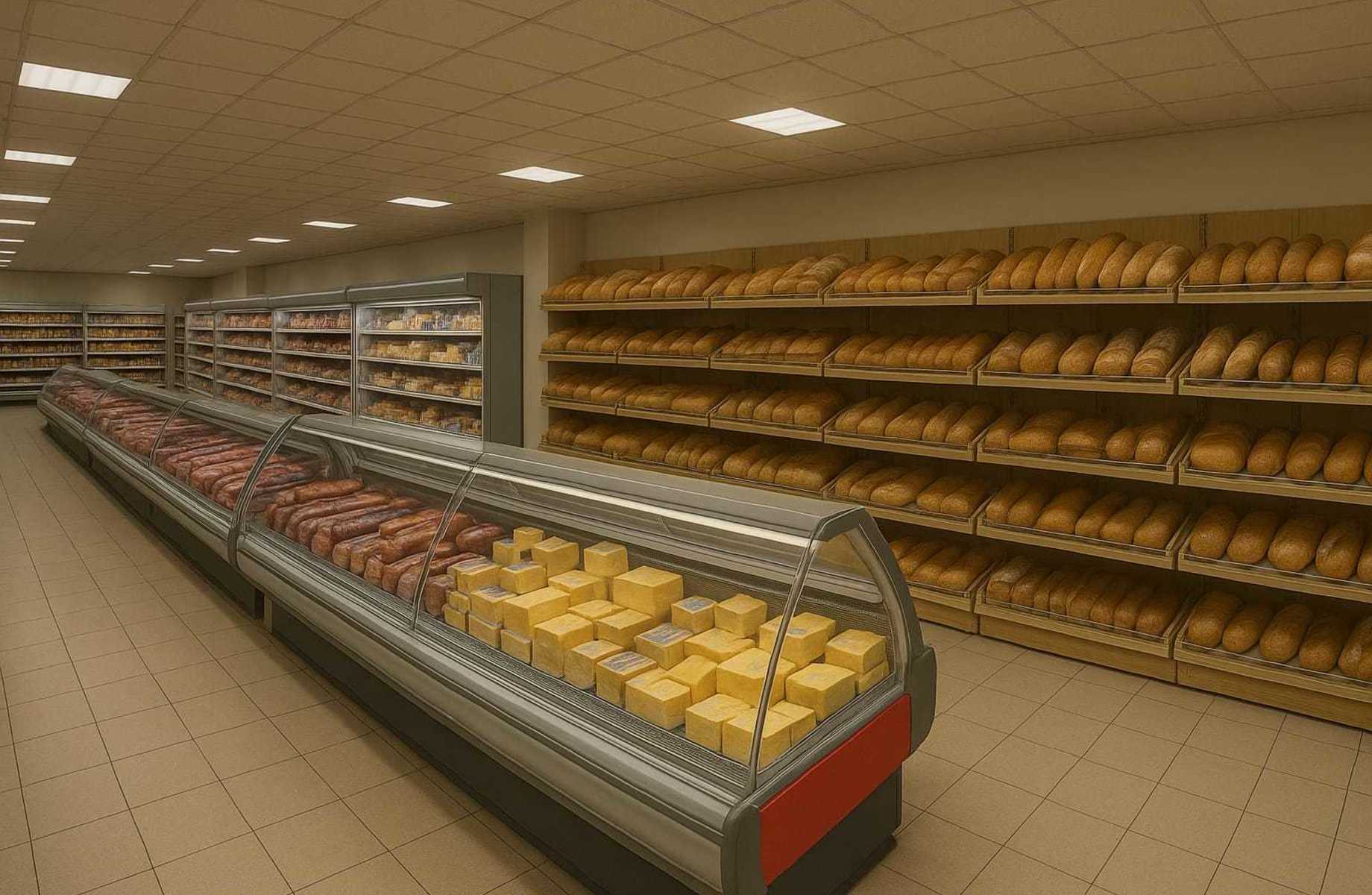 Магазин продуктов по себестоимости товарного остатка/прибыль от 200000