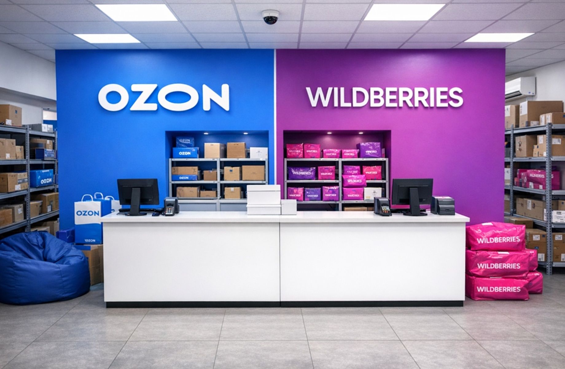 ПВЗ Ozon + Wildberries в одном помещении - редкий формат 