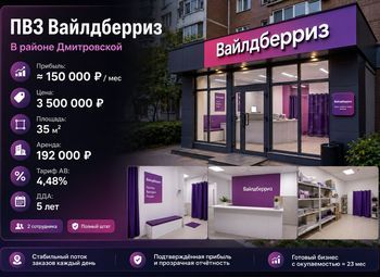 ПВЗ Вайлдберриз в районе Дмитровской — прибыль ≈ 150 000 ₽ в месяц