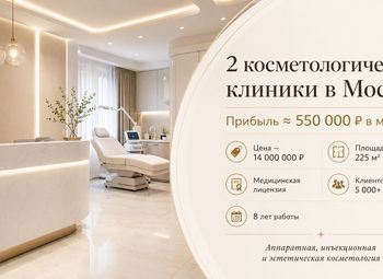 2 косметологические клиники в Москве — прибыль ≈ 550 000 ₽ 