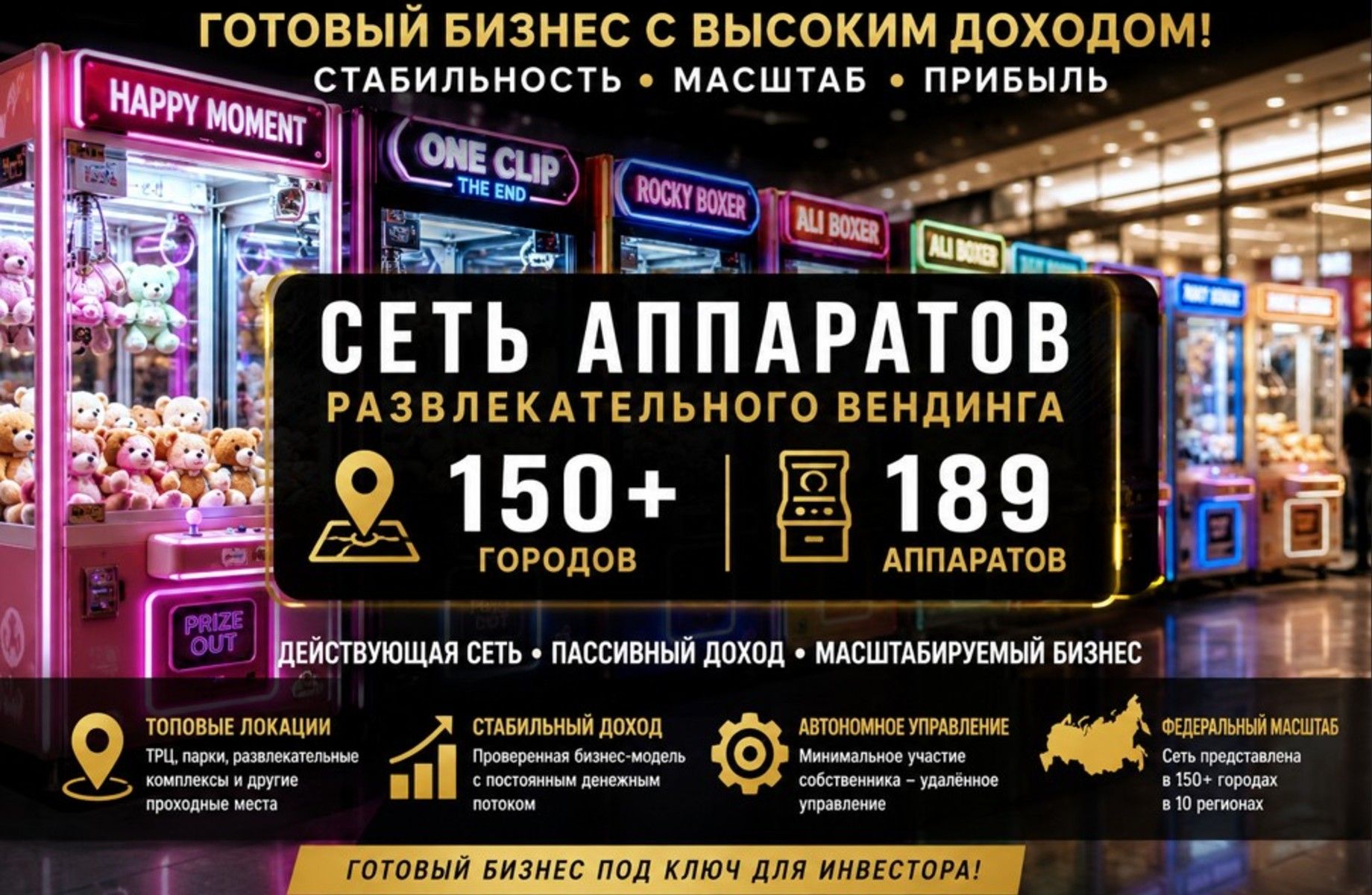Крупная сеть вендинга /150+ локаций, прибыль 3 млн