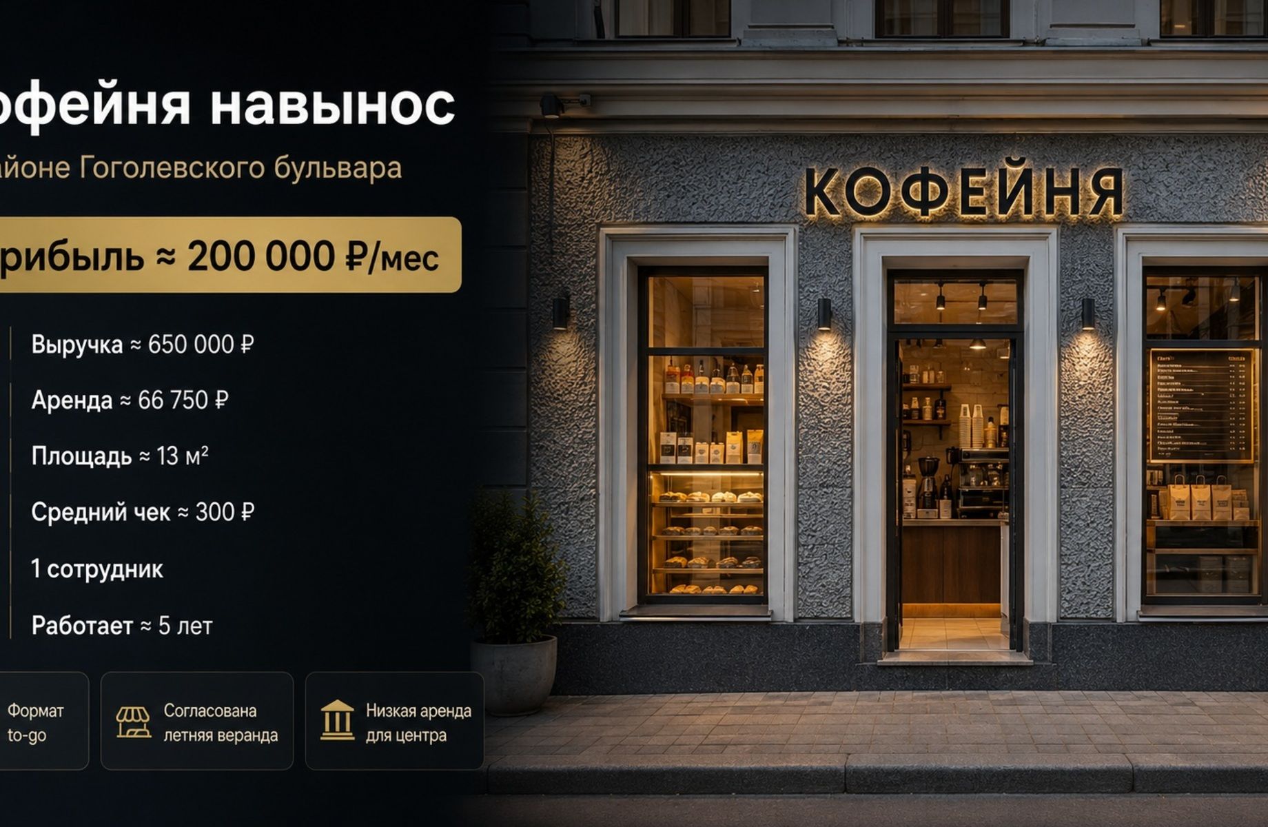Кофейня формата навынос в ЦАО