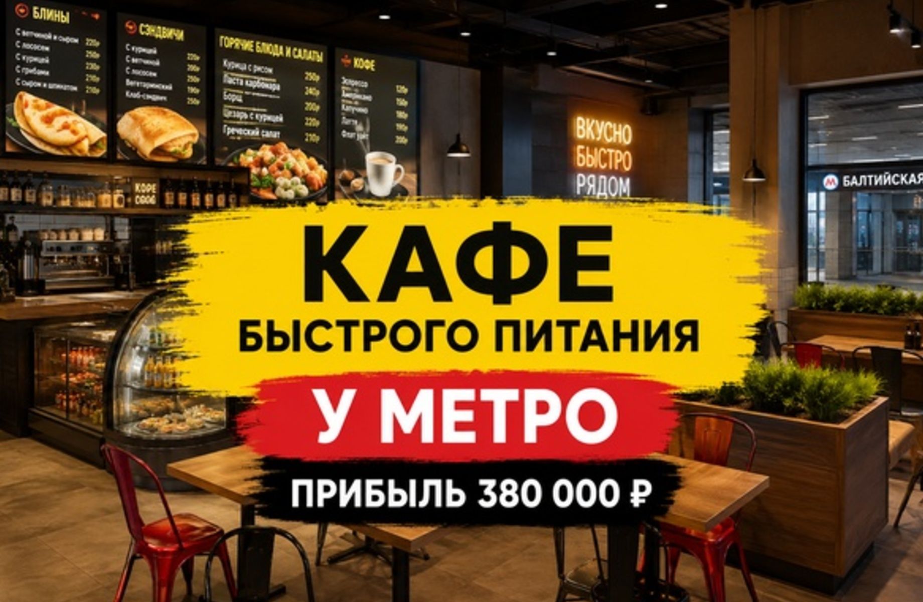Кафе быстрого питания у метро | Прибыль 380 000 ₽